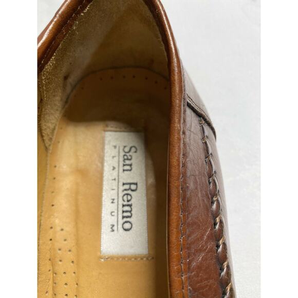 San Remo Platinum Men's Brown Leather Loafers Shoes sz 10 Made in Spain - Picture 8 of 9